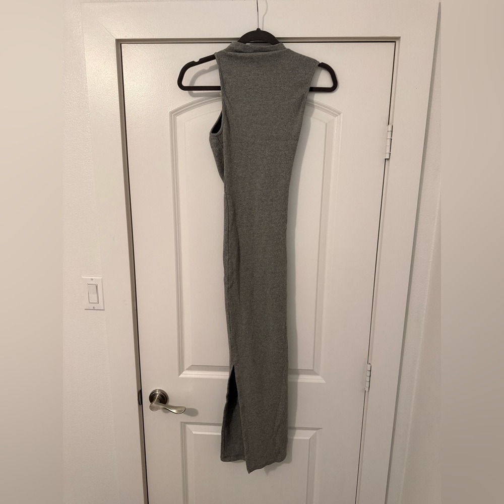 Christopher Esber Sleeveless Gray Maxi Dress with Side Slit